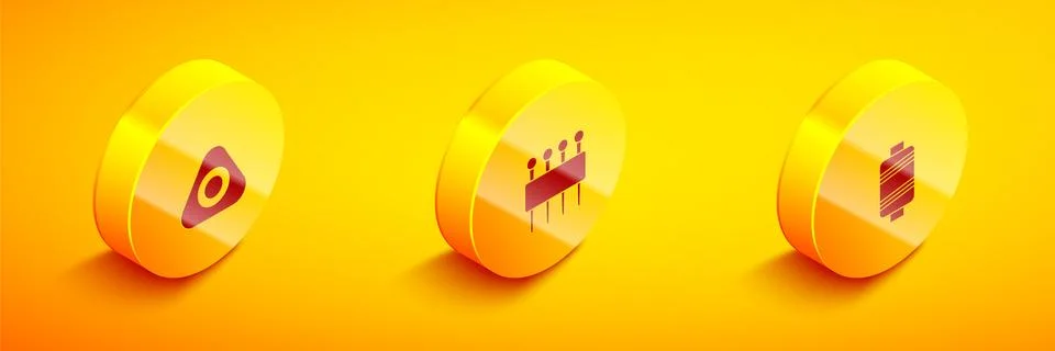 Set Isometric Sewing chalk, Needle for sewing and thread icon. Vector 스톡 일러스트
