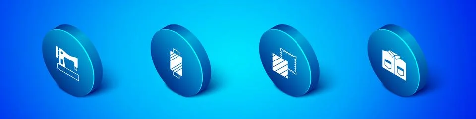 Set Isometric Sewing machine, Textile fabric roll, Shirt and thread on spool Stock Illustration