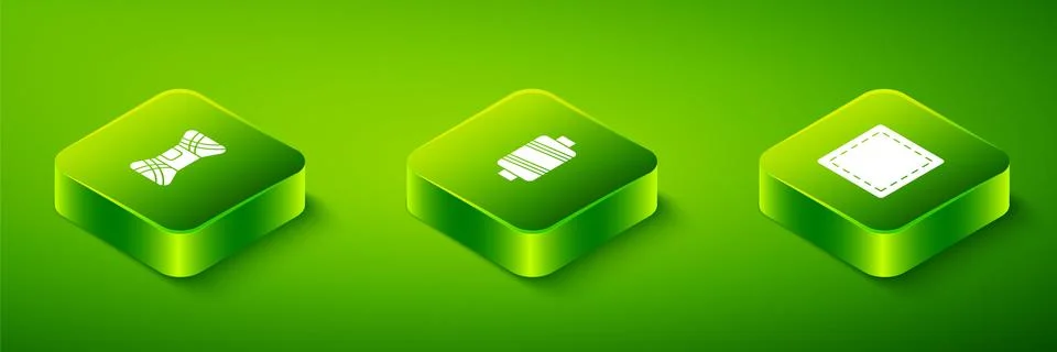 Set Isometric Sewing thread, Pattern and Yarn icon. Vector Stock Illustration