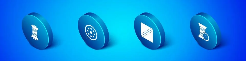 Set Isometric Sewing thread, Pattern, and button and icon. Vector Stock Illustration