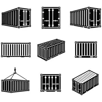 Set of Isometric Shipping Container Icons for Global Logistics and Freight .. イラスト素材