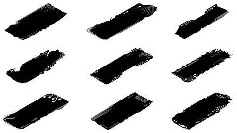 Set of Isometric silhouettes rectangular design elements in tech style Illustrazione stock