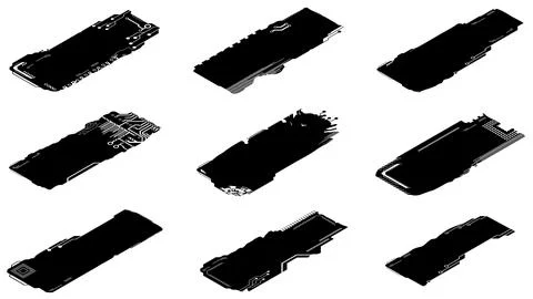 Set of Isometric silhouettes rectangular design elements in tech style isolated Stock Illustration