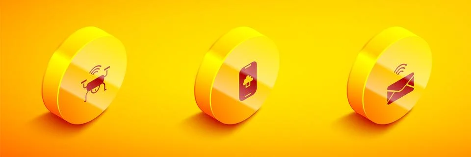 Set Isometric Smart drone system, Cloud technology data and Mail and e-mail.. Illustrazione stock