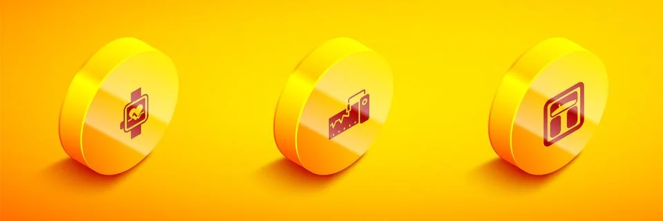 Set Isometric Smart watch, Measuring instrument and Bathroom scales icon. Vector Stock Illustration
