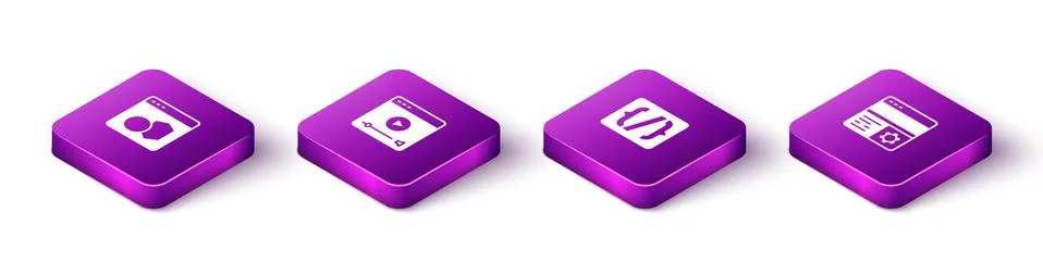 Set Isometric Software, Online play video, Programming language syntax and Stock Illustration