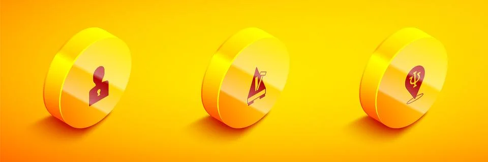 Set Isometric Solution to the problem, Metronome with pendulum and Psychology Illustrazione stock