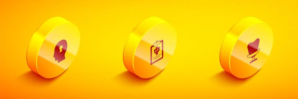 Set Isometric Solution to the problem, Psychology, Psi and Armchair icon. Vec Illustrazione stock