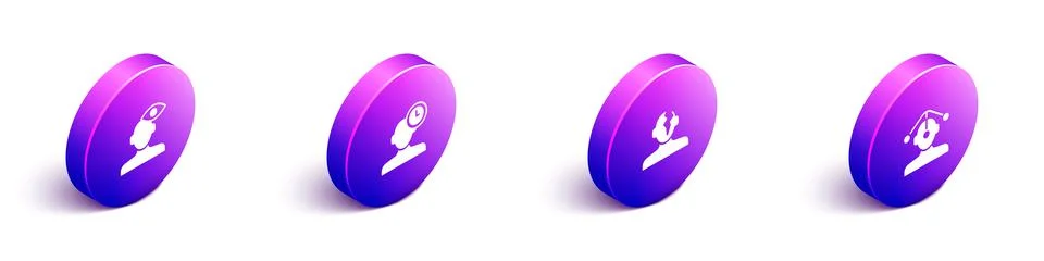 Set Isometric Solution problem in psychology, Insomnia, and Hypnosis icon イラスト素材