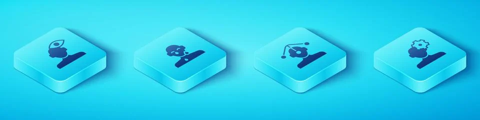 Set Isometric Solution problem in psychology, Tear cry eye, and Hypnosis icon イラスト素材