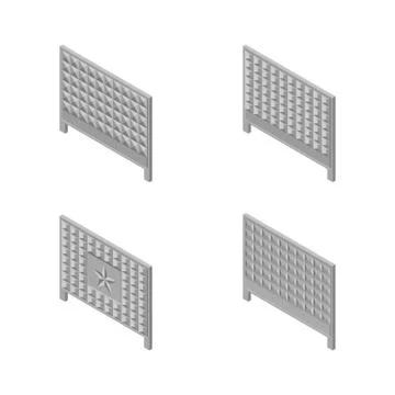 A set of isometric spans fences, vector illustration. Stock Illustration