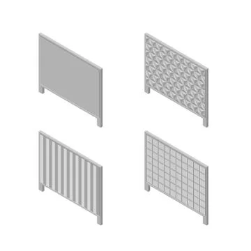 A set of isometric spans fences, vector illustration. Stock Illustration