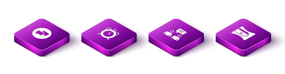 Set Isometric Speech bubble chat, Alarm clock, Two sitting men talking and .. イラスト素材