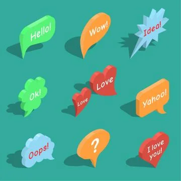 Set of isometric speech bubbles Illustration