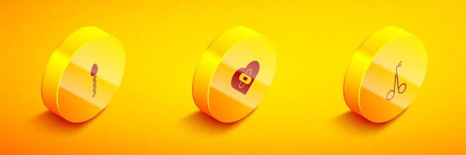 Set Isometric Sperm, Healed broken heart and Medical scissors icon. Vector Stock Illustration