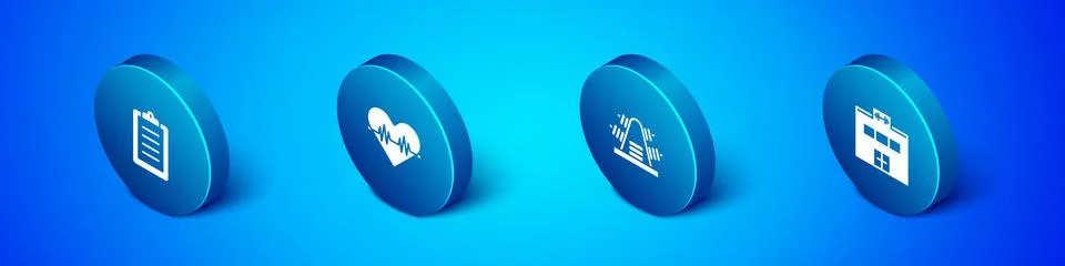 Set Isometric Sport training program, Metal rack with weights, Gym building and Stock Illustration