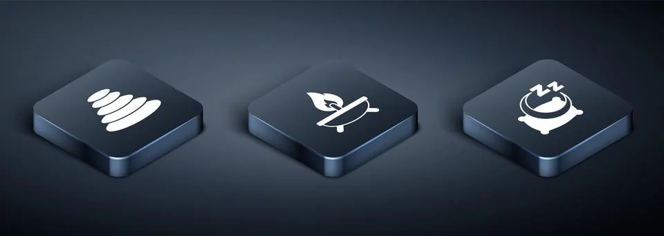 Set Isometric Stack hot stones, Time sleep and Aroma candle icon. Vector イラスト素材