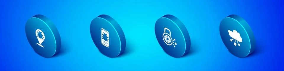 Set Isometric System bug, Cyber security, Internet of things and on mobile icon Stock-Illustration