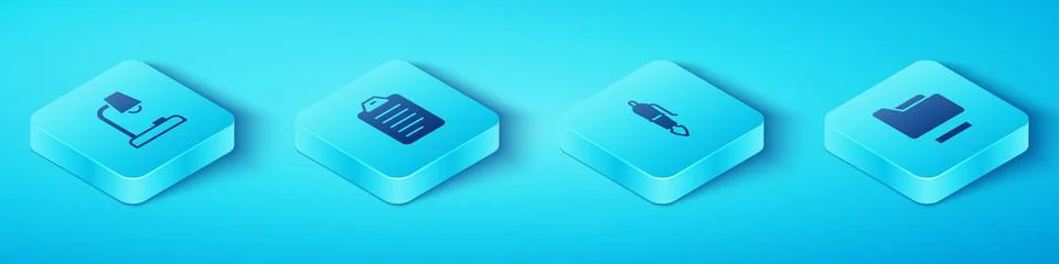 Set Isometric Table lamp, To do list or planning, Document folder and Fountain イラスト素材