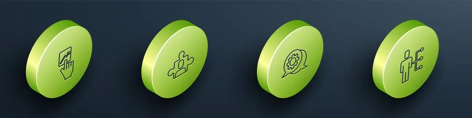 Set Isometric Team leader, Project team base, Speech bubble chat and User of man Stock Illustration