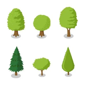 Set of isometric tree-Vector Illustration. Stock Illustration