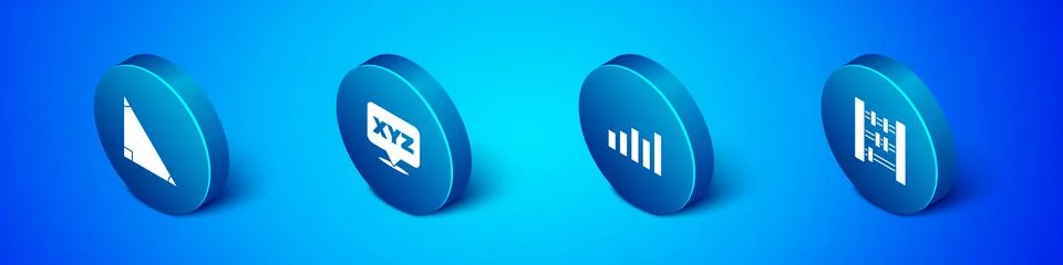 Set Isometric Triangle math, Graph, schedule, chart, diagram, Abacus and XYZ Illustrazione stock