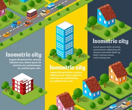 Set of isometric urban objects Illustrazione stock