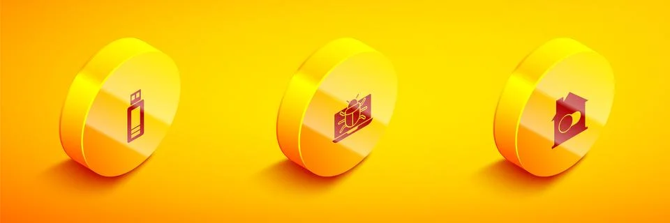 Set Isometric USB flash drive, System bug on monitor and Smart home icon. Vector 스톡 일러스트