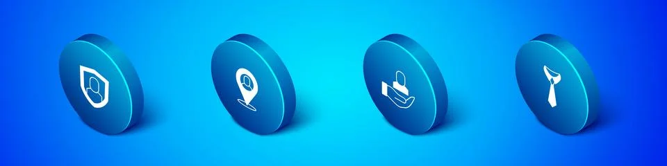 Set Isometric User protection, Worker, Tie and location icon. Vector イラスト素材