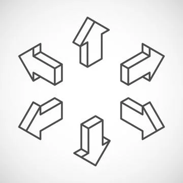 Set of isometric vector arrows Stock Illustration