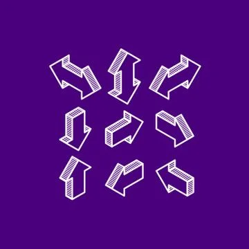 Set of isometric vector arrows Stock Illustration