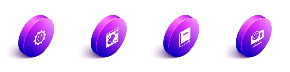 Set Isometric Virus, Data visualisation, Science book and Genetic engineering Stock Illustration