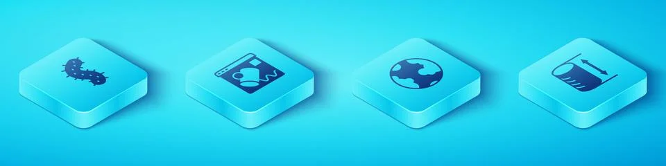 Set Isometric Virus, Data visualisation, Height geometrical figure and Earth Illustrazione stock