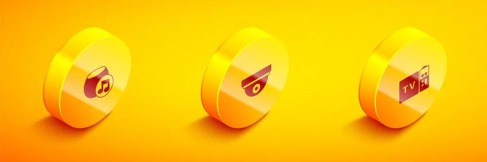 Set Isometric Voice assistant, Motion sensor and Multimedia and TV box rece.. Stock Illustration