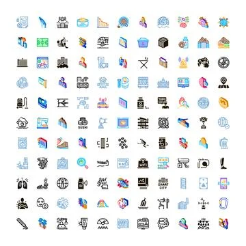 Set of isometric web interface icons for mobile app Illustrazione stock