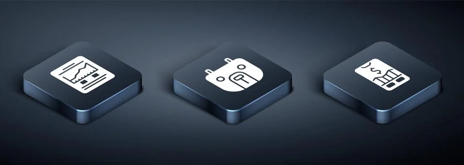 Set Isometric Website with growth graph, Mobile stock trading and Bear market Stock Illustration