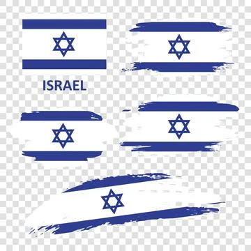 Set of Israel flags drawn with a brush Stock Illustration