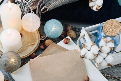 Set of items for the new year, layout for the holiday Christmas Foto stock