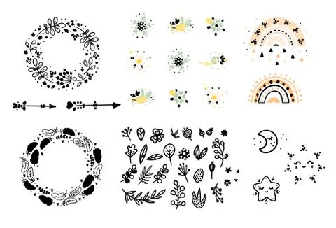 Set of items in the Scandinavian style Stock Illustration