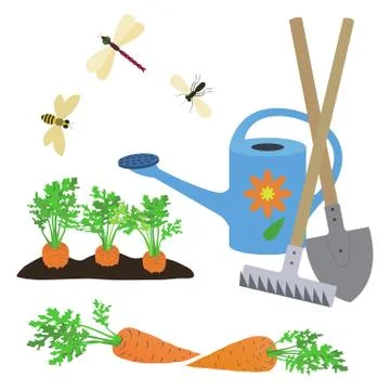 Set of items on the topic of gardening Stockillustratie