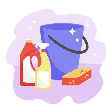 Set of items for wet cleaning. Vector illustration. Stock Illustration
