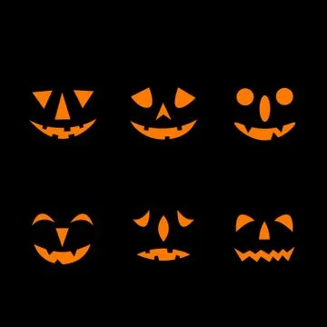 Set of Jack-o-lanterns. Happy Halloween icons Stock Illustration