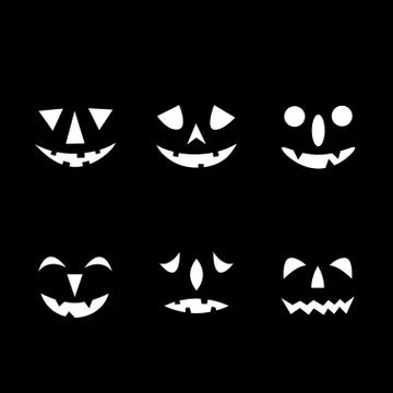 Set of Jack-o-lanterns. Happy Halloween icons Stock Illustration