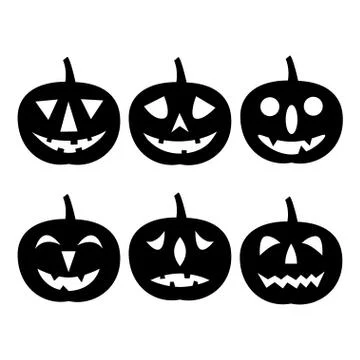 Set of Jack-o-lanterns. Happy Halloween icons Stock Illustration