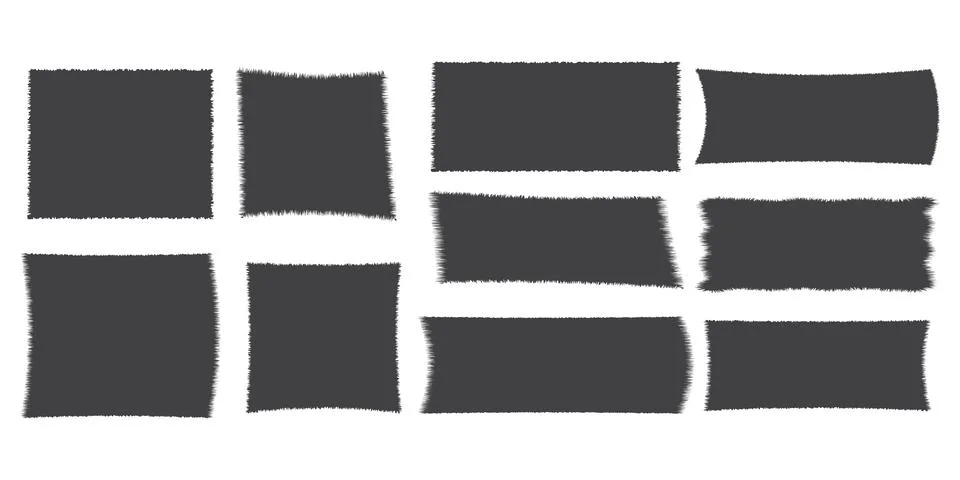 Set jagged rectangle torn paper border, frame sharp silshouette isplated on Stock Illustration