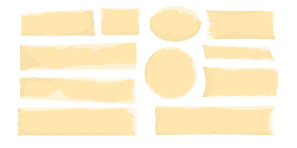 Set jagged rectangle torn paper border, parchment frame sharp silshouette Stock Illustration