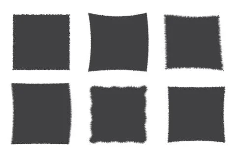 Set jagged rectangle torn paper border, frame sharp silhouette isolated on white Stock Illustration