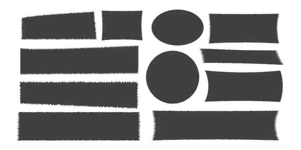 Set jagged rectangle torn paper border, frame sharp silhouette isolated on white Stock Illustration