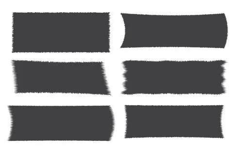 Set jagged rectangle torn paper border, frame sharp silhouette isolated on white Stock Illustration