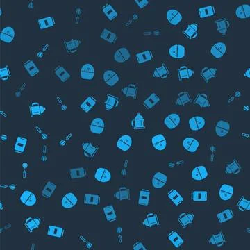 Set Jam jar, Kitchen timer, French press and whisk on seamless pattern. Vector 스톡 일러스트